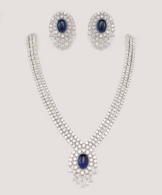 Elegant and classy sapphire pendant diamond necklace set 4