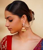 Gold kundan polki gold finish earchain