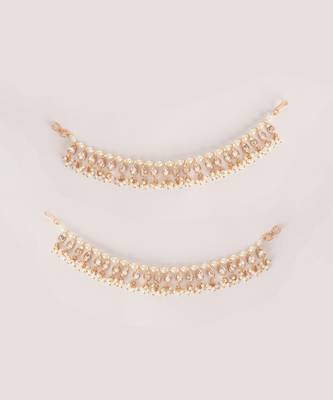 Gold kundan polki gold finish earchain 2