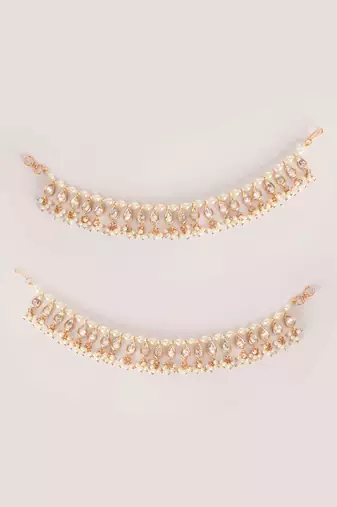 Gold kundan polki gold finish earchain