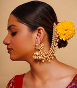 Gold kundan polki gold finish earchain