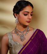 Bold and dramatic2- line kundan necklace with earrings