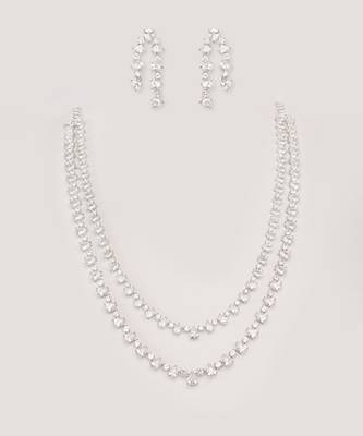 Elegant and classy 2 line diamond necklace set 2