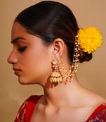 Gold kundan polki gold finish earchain
