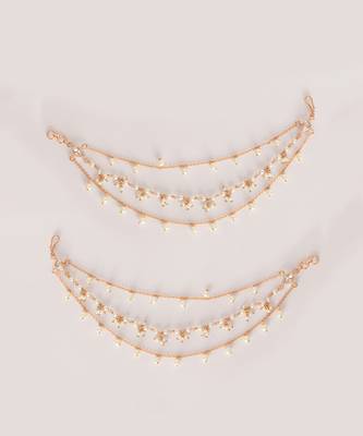 Gold kundan polki gold finish earchain 2
