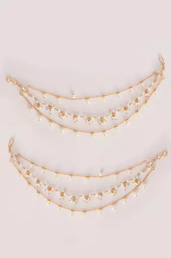 Gold kundan polki gold finish earchain