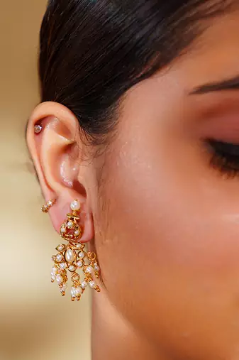 Gold kundan polki gold finish necklace set