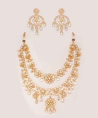 Bold and dramatic 2-line moissanite necklace set with earrings 4