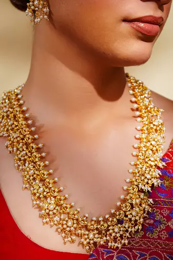Gold kundan polki gold finish necklace set
