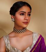 Dramatic and stylish moissanite choker set with matching earrings