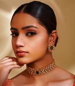 Dramatic and stylish moissanite choker set with matching earrings
