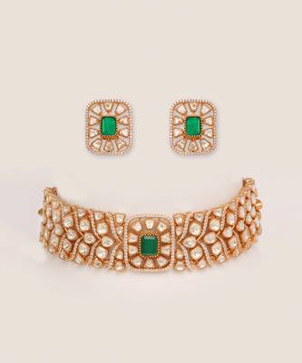 Dramatic and stylish moissanite choker set with matching earrings 3