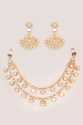 Bold and dramatic 2-line moissanite necklace set with earrings