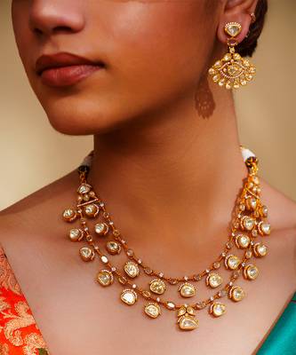 Bold and dramatic 2-line moissanite necklace set with earrings 4