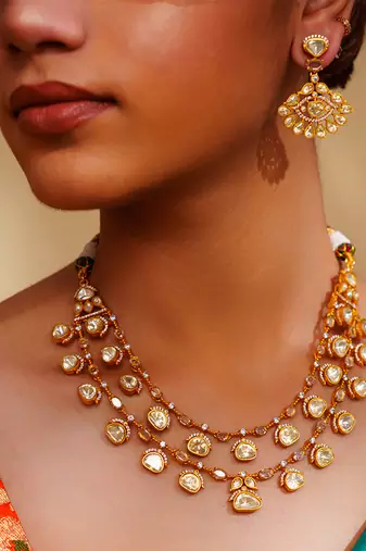 Bold and dramatic 2-line moissanite necklace set with earrings