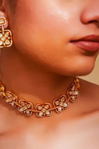 Dramatic and stylish moissanite choker set with matching earrings