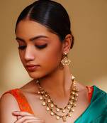 Bold and dramatic 2-line moissanite necklace set with earrings