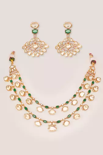 Bold and dramatic 2-line moissanite necklace set with earrings