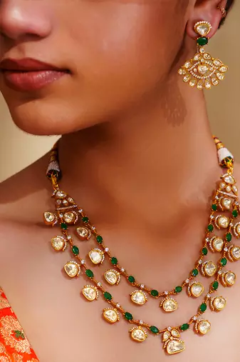 Bold and dramatic 2-line moissanite necklace set with earrings
