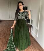 New Launching embroidered work gown with dupatta sets