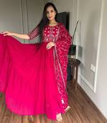 New Launching embroidered work gown with dupatta sets