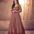 Trendmalls Dark Peach Georgette Embroidery Anarkali Suit Set Kurta with Dupatta