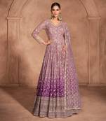 Pink embroidered georgette anarkali suit