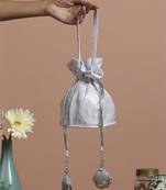 Silver georgette potli bag