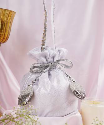 Silver georgette potli bag 3