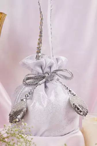Silver georgette potli bag