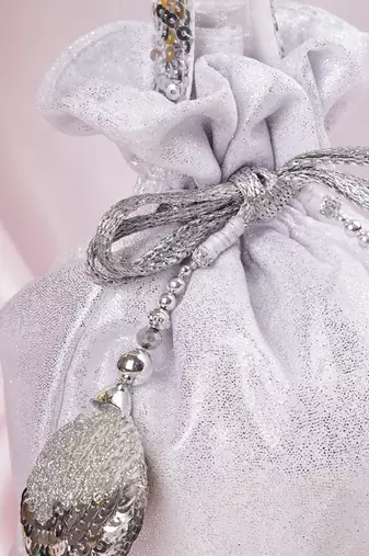 Silver georgette potli bag