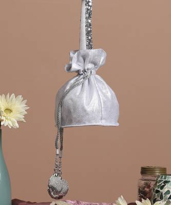 Silver georgette potli bag 5