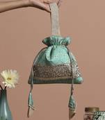 Mint brocade potli bag