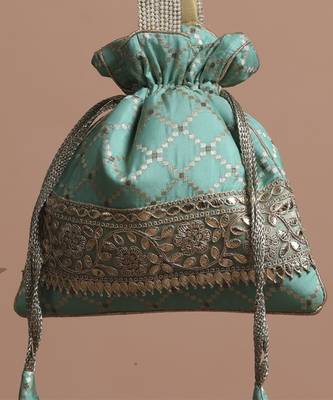 Mint brocade potli bag 2