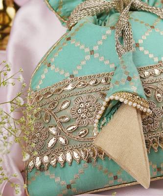 Mint brocade potli bag 3