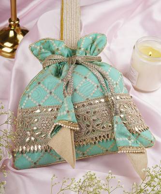 Mint brocade potli bag 4