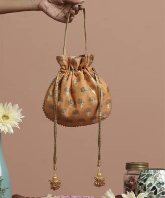 Orange silk potli bag 1