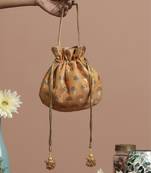 Orange silk potli bag