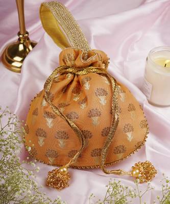 Orange silk potli bag 2
