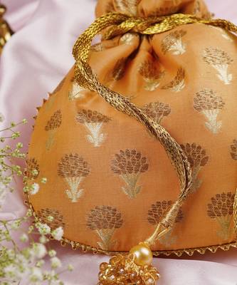 Orange silk potli bag 3