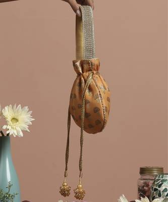 Orange silk potli bag 5