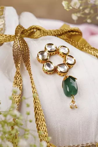 Gold and white silk potli bag