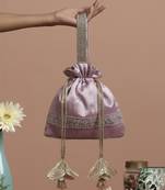 Lavender pure silk brocade potli bag