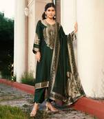 Green jacquard pure silk unstitched straight pant style
