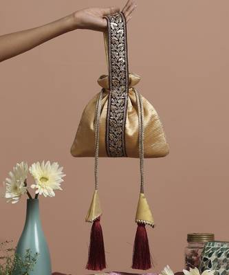 Gold organza potli bag 1