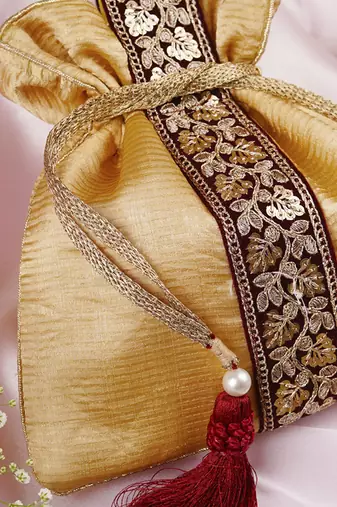 Gold organza potli bag