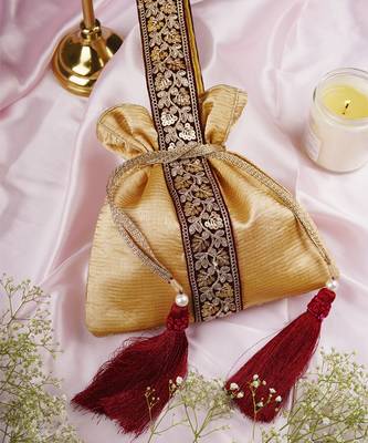 Gold organza potli bag 3