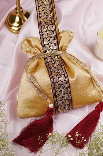 Gold organza potli bag