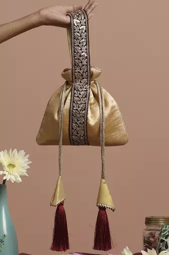 Gold organza potli bag