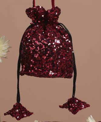 Maroon sequin potli bag 3